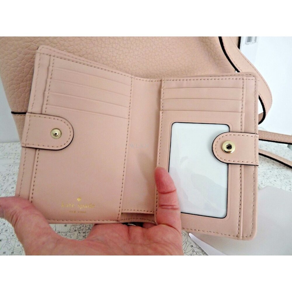 Kate Spade 2 Pc Bay Street Cora & Tellie Warm Vellum Leather Crossbody & Wallet - Picture 3 of 5
